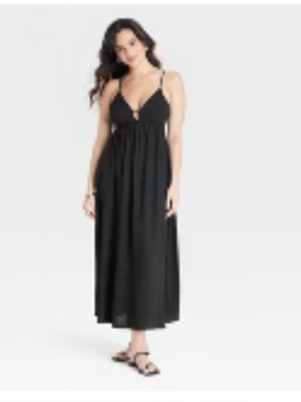 a new day Black V-Neck Spaghetti Strap Maxi Dress